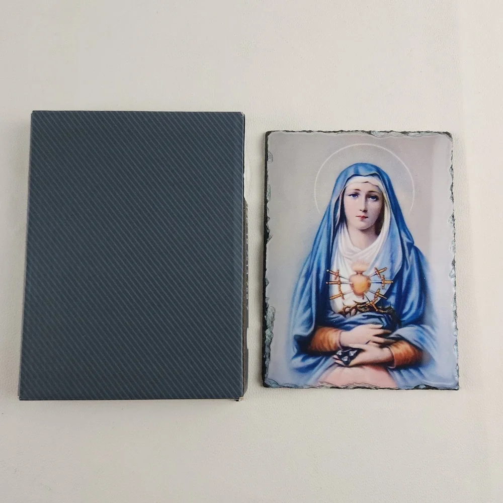 Our Lady of Sorrows Seven Sorrows of Mary Slate Plaque Conde Christian Decor